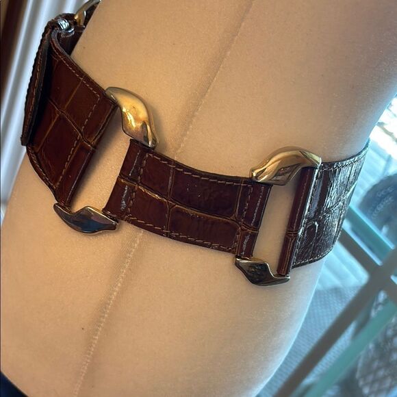 Vintage Gidding-Jenny Brown Crocodile Pattern Belt, Made in Italy main image 5